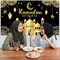 Backdrop Banner Muslim Kareem Background Eid Sign Photo Booth for Home Al Fitr Party Supplies (Black)
